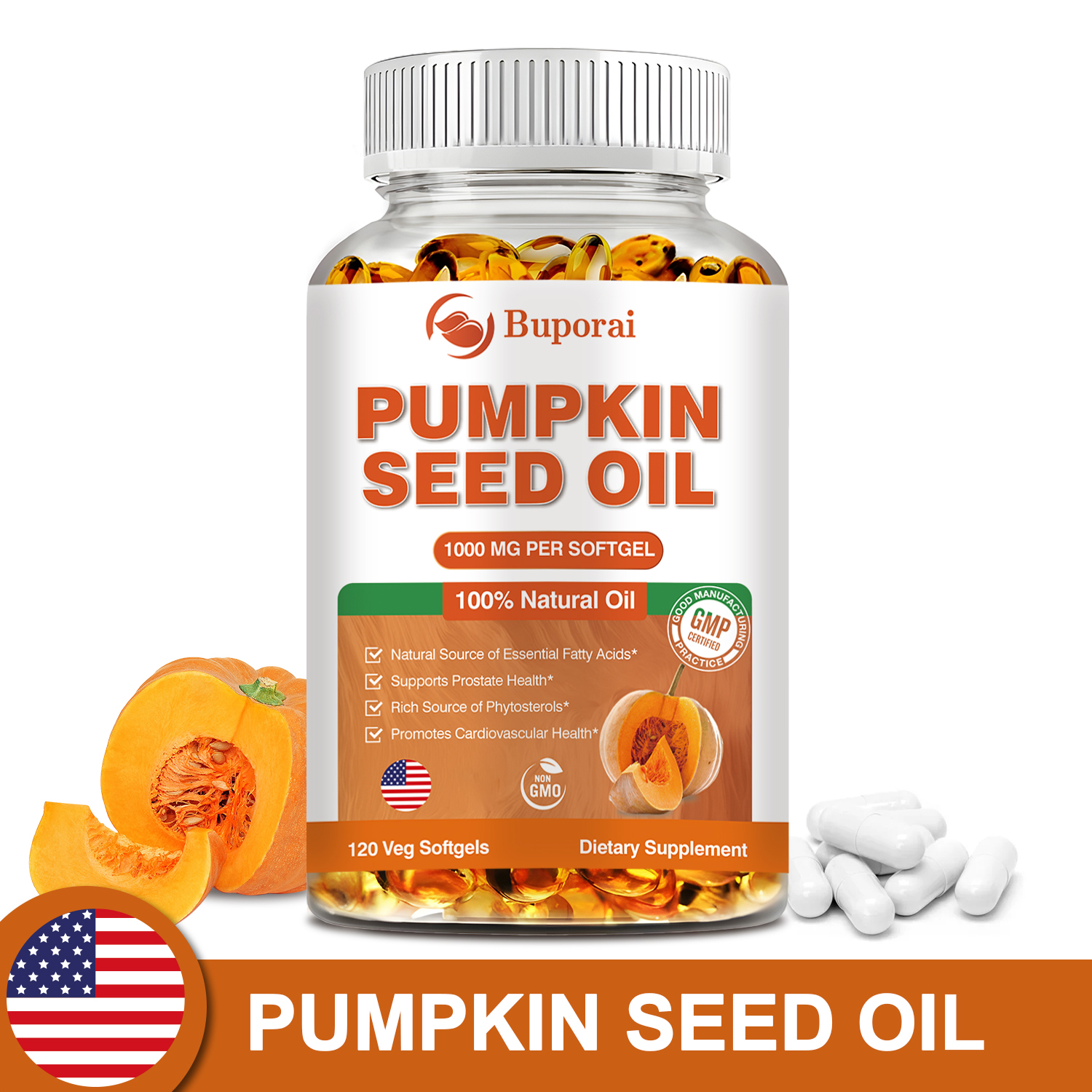 Aceite de semilla de calabaza: promueve el crecimiento del cabello, la salud del trato urinario y de la próstata, apoyo cardiovascular